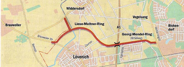 Strasse mit zwei Namen, Liese-Meitner- und Georg-Mendel-Ring